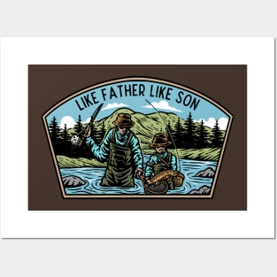 like father like son fly fishing Posters and Art